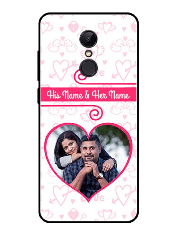 Custom Redmi 5 Personalized Glass Phone Case  - Heart Shape Love Design