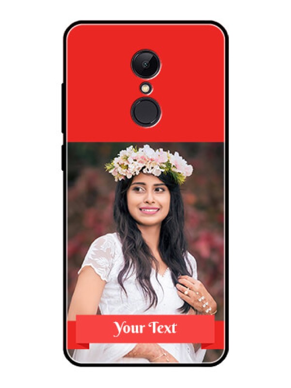 Custom Redmi 5 Custom Glass Phone Case  - Simple Red Color Design