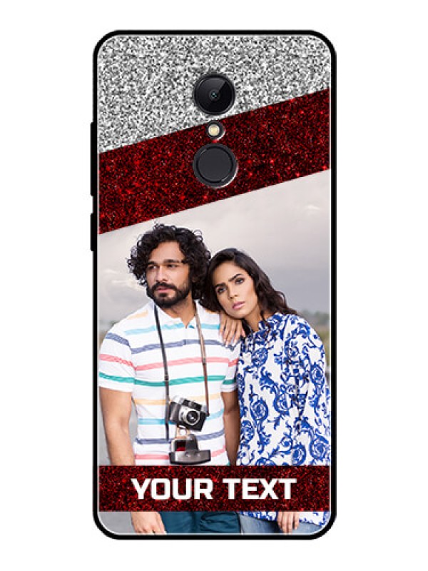 Custom Redmi 5 Personalized Glass Phone Case  - Image Holder with Glitter Strip Design