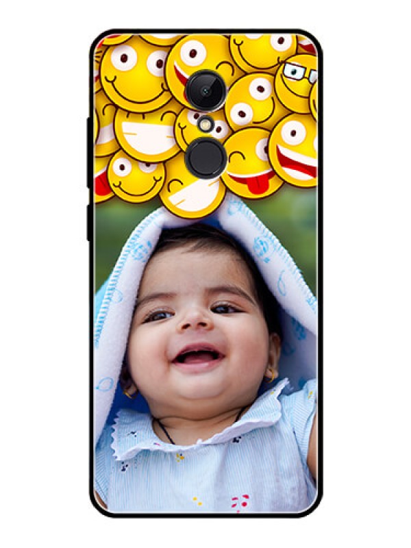Custom Redmi 5 Custom Glass Mobile Case  - with Smiley Emoji Design