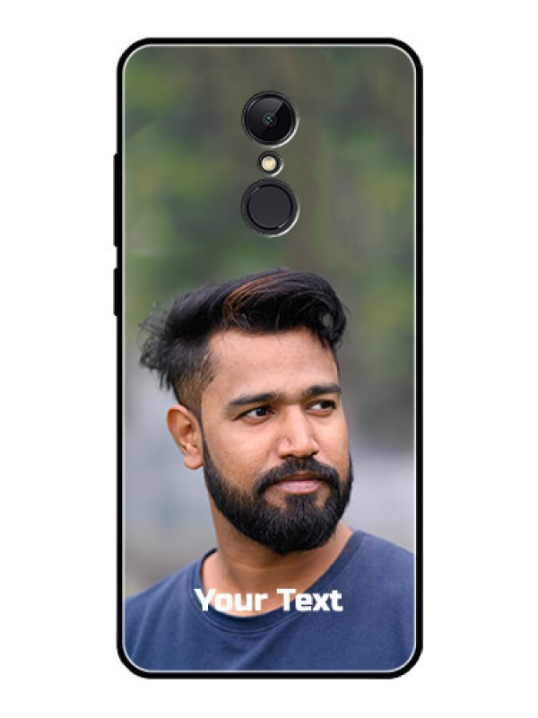 Custom Redmi 5 Glass Mobile Cover: Photo with Text