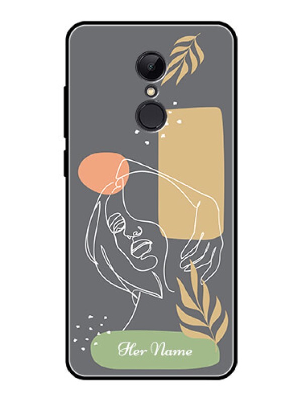 Custom Xiaomi Redmi 5 Custom Glass Phone Case - Gazing Woman line art Design