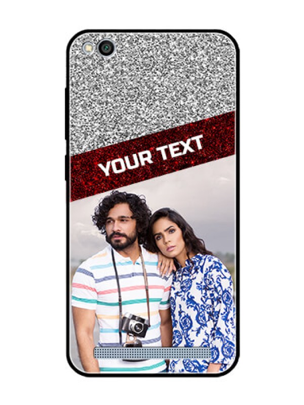 Custom Redmi 5A Personalized Glass Phone Case  - Image Holder with Glitter Strip Design