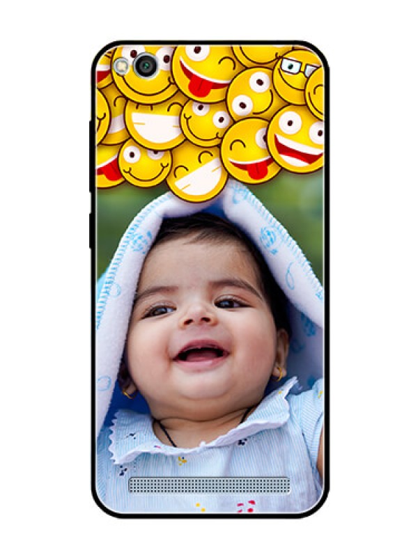 Custom Redmi 5A Custom Glass Mobile Case  - with Smiley Emoji Design