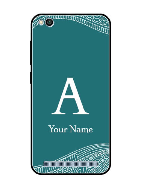 Custom Xiaomi Redmi 5A Personalized Glass Phone Case - line art pattern with custom name Design