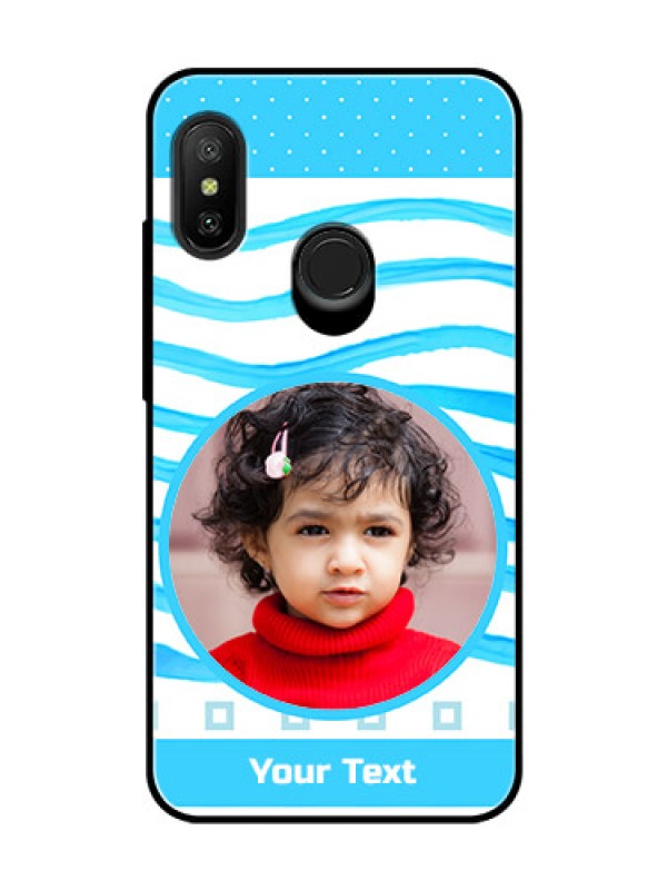 Custom Redmi 6 Pro Custom Glass Phone Case  - Simple Blue Case Design
