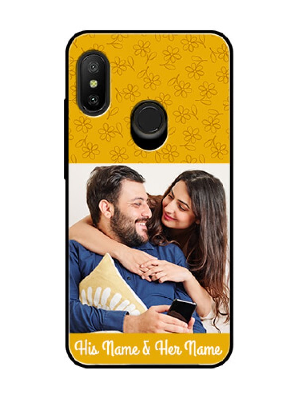 Custom Redmi 6 Pro Custom Glass Mobile Case  - Yellow Floral Design