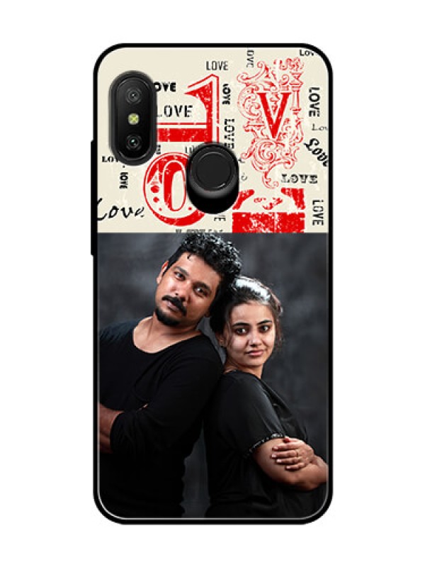 Custom Redmi 6 Pro Photo Printing on Glass Case  - Trendy Love Design Case
