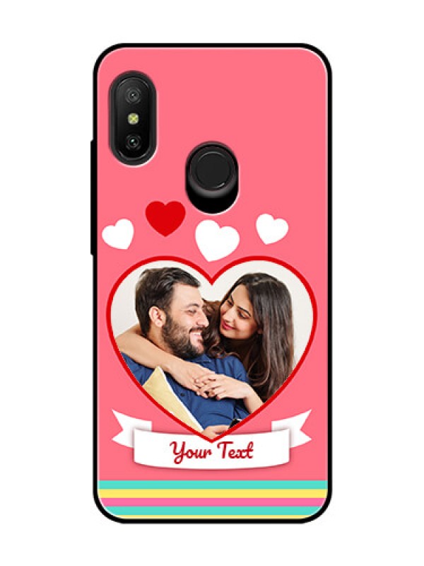 Custom Redmi 6 Pro Photo Printing on Glass Case  - Love Doodle Design