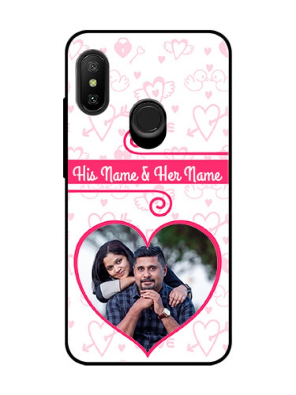 Custom Redmi 6 Pro Personalized Glass Phone Case  - Heart Shape Love Design