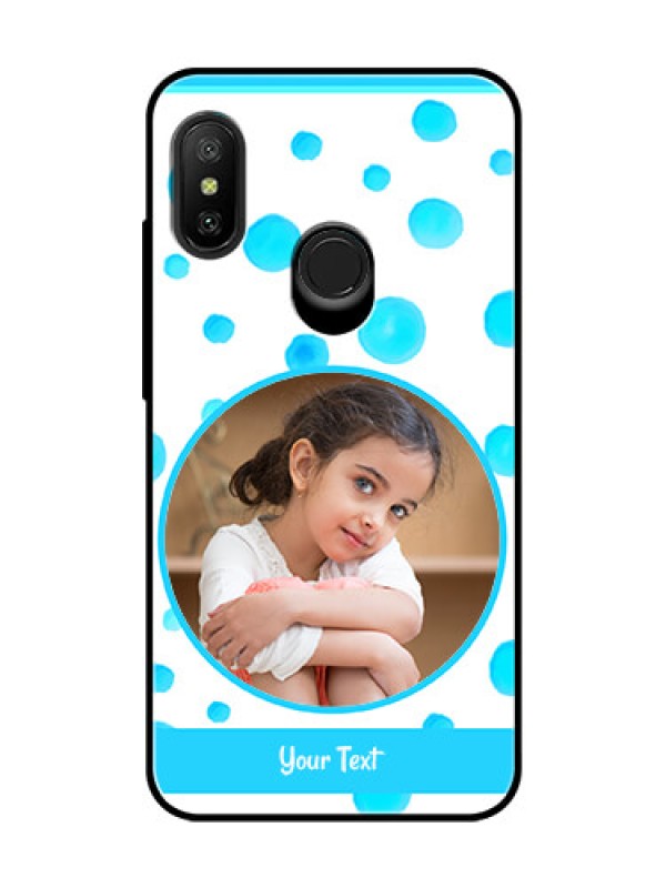 Custom Redmi 6 Pro Photo Printing on Glass Case  - Blue Bubbles Pattern Design