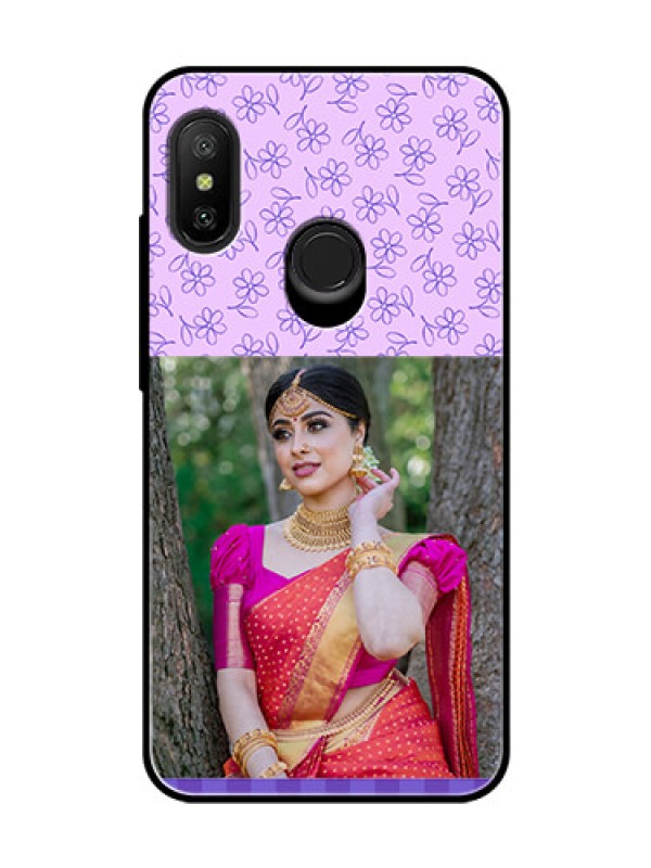Custom Redmi 6 Pro Custom Glass Phone Case  - Purple Floral Design