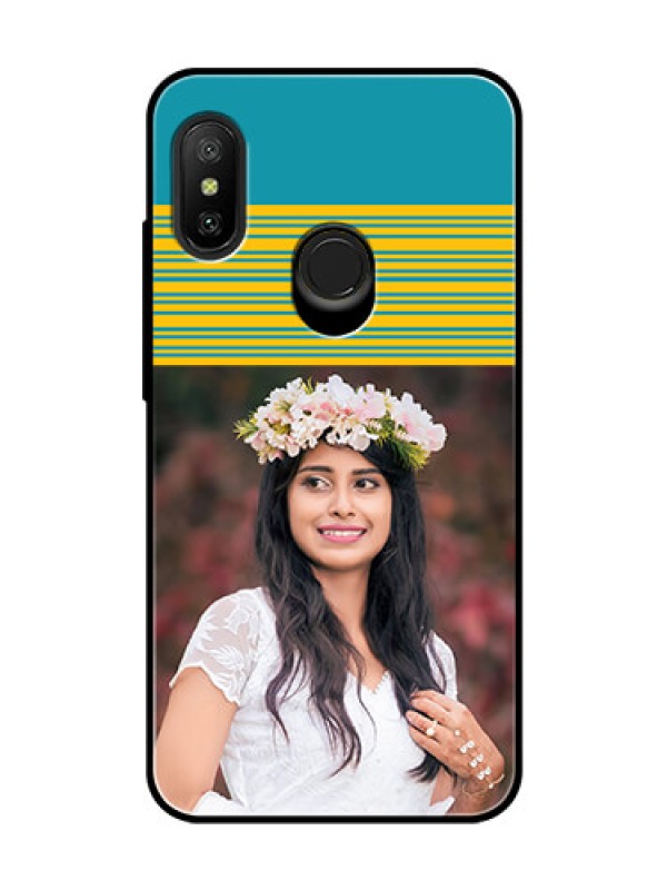 Custom Redmi 6 Pro Custom Glass Phone Case  - Yellow & Blue Design 