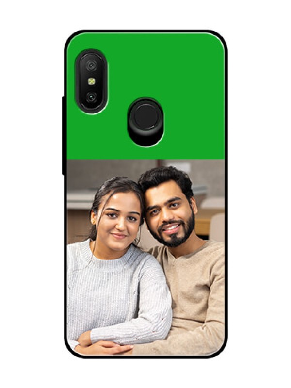 Custom Redmi 6 Pro Personalized Glass Phone Case  - Green Pattern Design