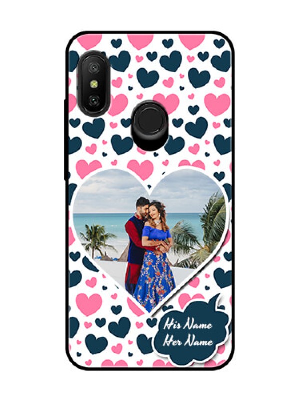 Custom Redmi 6 Pro Custom Glass Phone Case  - Pink & Blue Heart Design