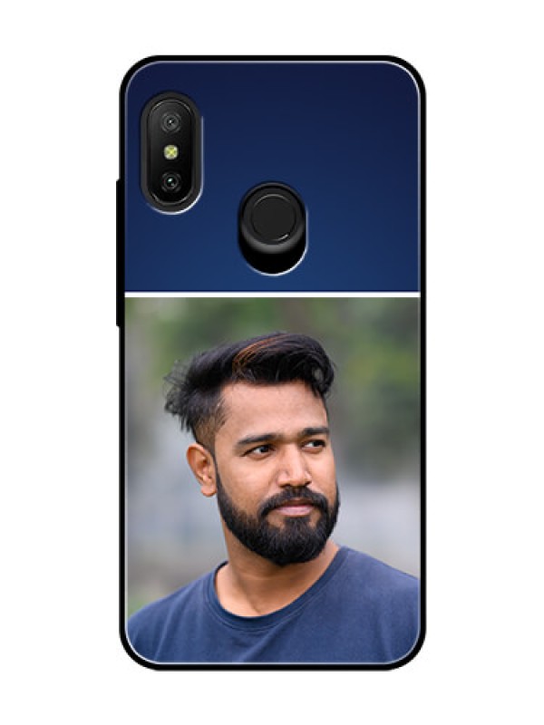 Custom Redmi 6 Pro Personalized Glass Phone Case  - Simple Royal Blue Design