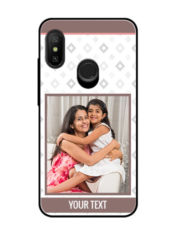 Custom Redmi 6 Pro Photo Printing on Glass Case  - Simple Diamond Design