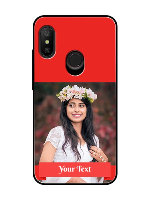 Custom Redmi 6 Pro Custom Glass Phone Case  - Simple Red Color Design