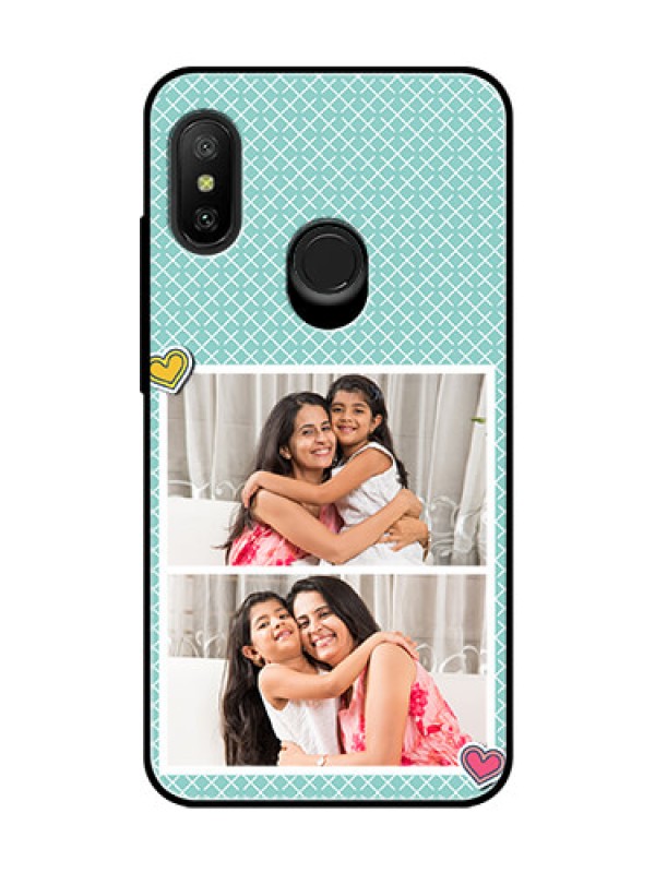 Custom Redmi 6 Pro Custom Glass Phone Case  - 2 Image Holder with Pattern Design
