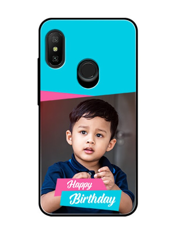 Custom Redmi 6 Pro Personalized Glass Phone Case  - Image Holder with 2 Color Design