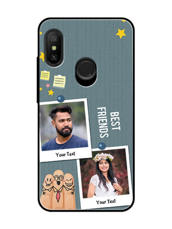 Custom Redmi 6 Pro Personalized Glass Phone Case  - Sticky Frames and Friendship Design