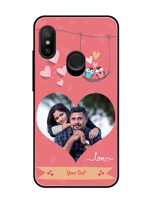 Custom Redmi 6 Pro Personalized Glass Phone Case  - Peach Color Love Design 