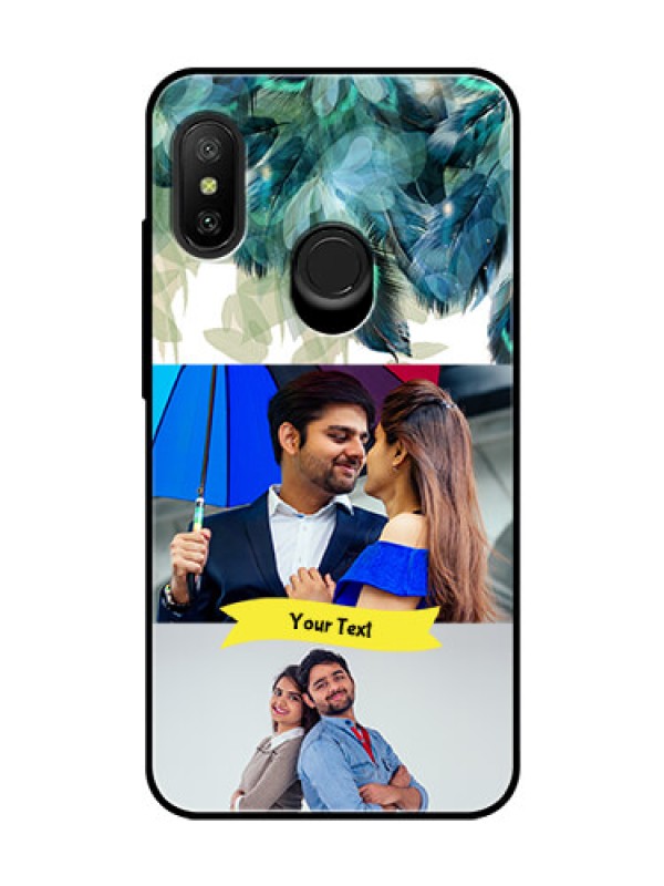 Custom Redmi 6 Pro Personalized Glass Phone Case  - Image with Boho Peacock Feather Design