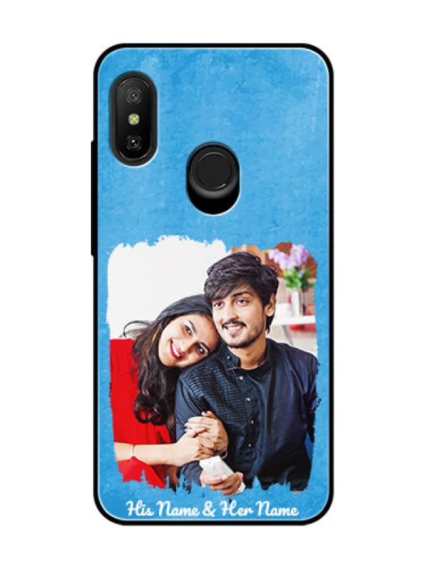 Custom Redmi6 Pro Custom Glass Phone Case - Blue Color Vintage Design