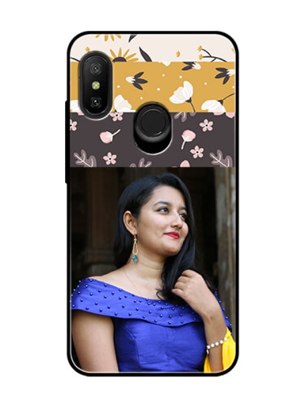 Custom Redmi 6 Pro Custom Glass Phone Case  - Stylish Floral Design