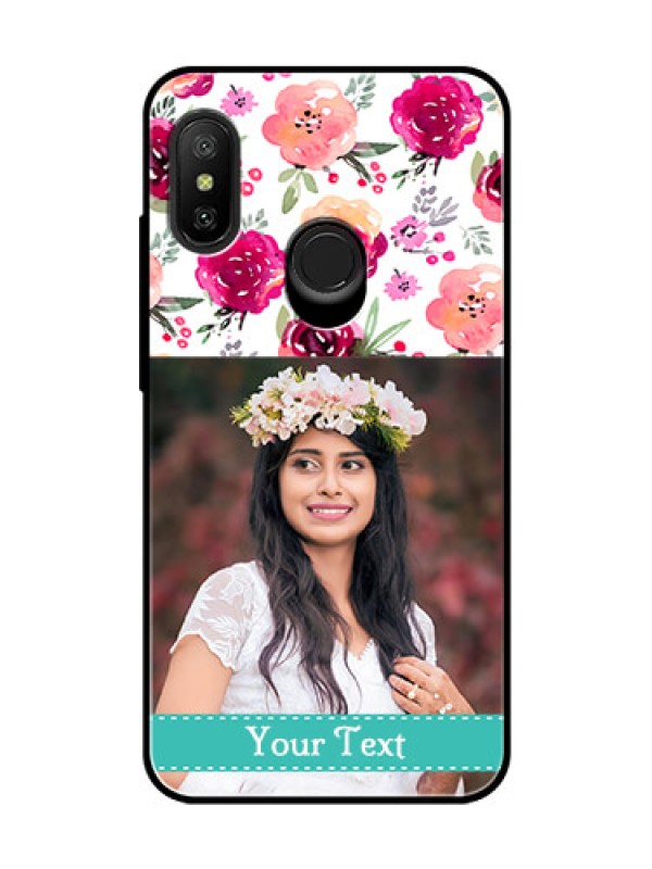 Custom Redmi 6 Pro Custom Glass Phone Case  - Watercolor Floral Design