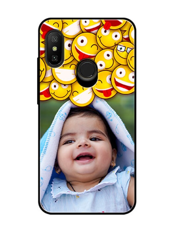Custom Redmi 6 Pro Custom Glass Mobile Case  - with Smiley Emoji Design