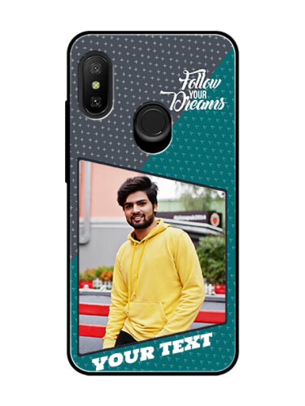 Custom Redmi 6 Pro Personalized Glass Phone Case  - Background Pattern Design with Quote