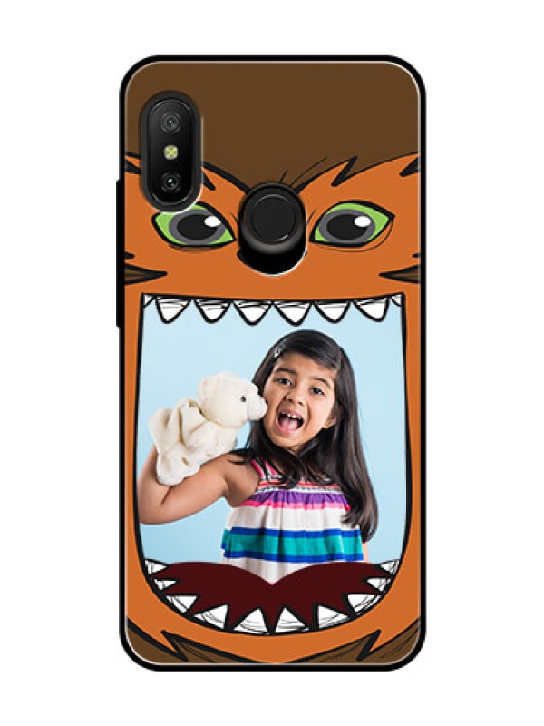 Custom Redmi 6 Pro Photo Printing on Glass Case  - Owl Monster Back Case Design