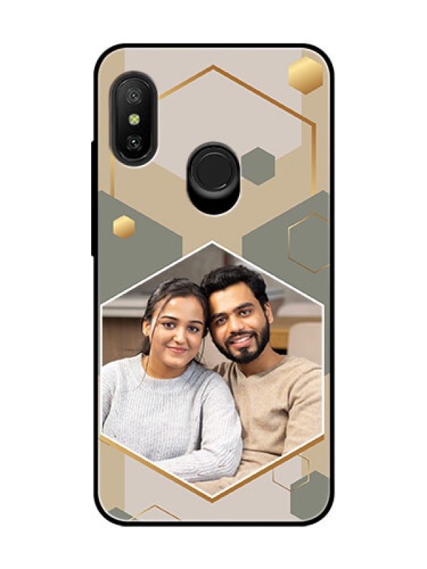 Custom Xiaomi Redmi 6 Pro Photo Printing on Glass Case - Stylish Hexagon Pattern Design