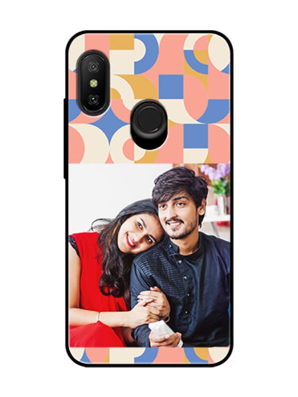 Custom Xiaomi Redmi 6 Pro Photo Printing on Glass Case - Semi-circle Maze Pattern Design