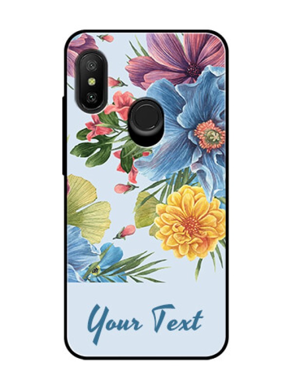 Custom Xiaomi Redmi 6 Pro Custom Glass Mobile Case - Stunning Watercolored Flowers Painting Design