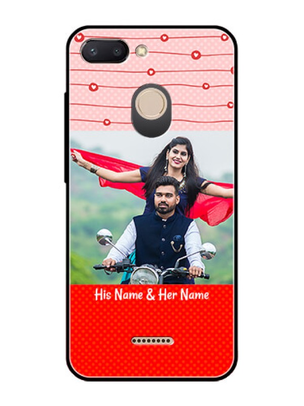Custom Redmi 6 Personalized Glass Phone Case  - Red Pattern Case Design