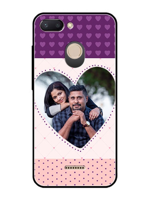 Custom Redmi 6 Custom Glass Phone Case  - Violet Love Dots Design