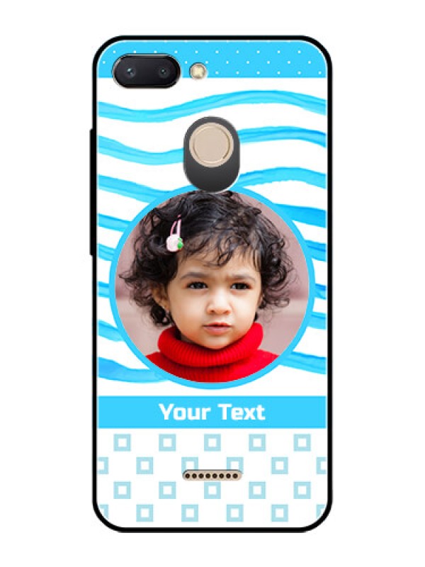 Custom Redmi 6 Custom Glass Phone Case  - Simple Blue Case Design