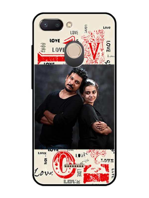 Custom Redmi 6 Photo Printing on Glass Case  - Trendy Love Design Case