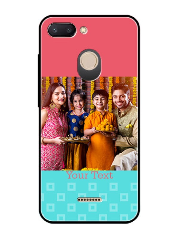 Custom Redmi 6 Personalized Glass Phone Case  - Peach & Blue Color Design