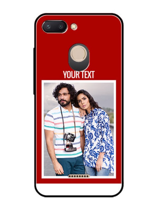 Custom Redmi 6 Personalized Glass Phone Case  - Simple Red Color Design