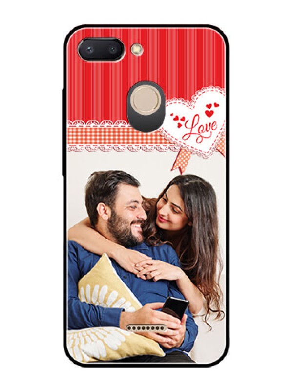Custom Redmi 6 Custom Glass Mobile Case  - Red Love Pattern Design