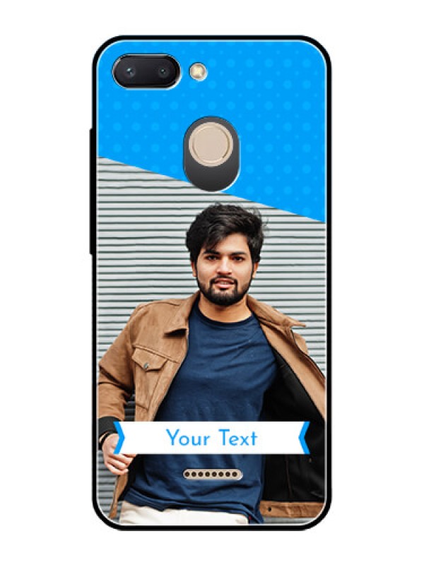 Custom Redmi 6 Photo Printing on Glass Case  - Simple Blue Color Design