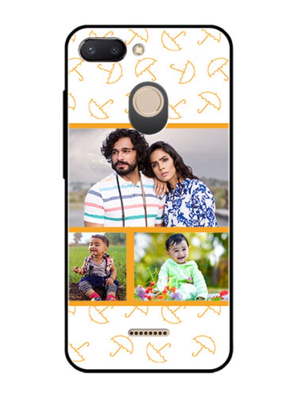 Custom Redmi 6 Custom Glass Mobile Case  - Yellow Pattern Design