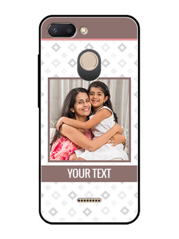Custom Redmi 6 Photo Printing on Glass Case  - Simple Diamond Design