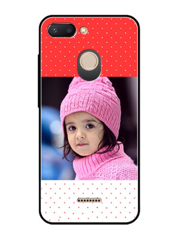Custom Redmi 6 Photo Printing on Glass Case  - Red Pattern Design