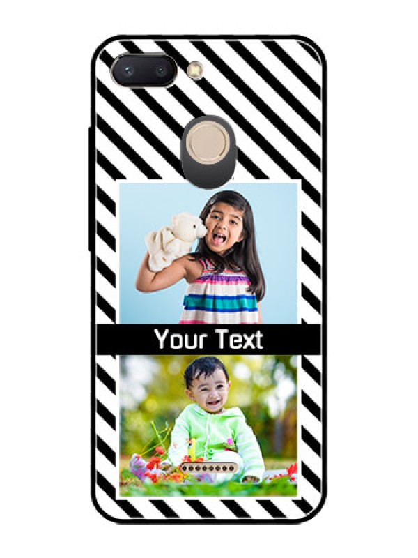 Custom Redmi 6 Photo Printing on Glass Case  - Black And White Stripes Design
