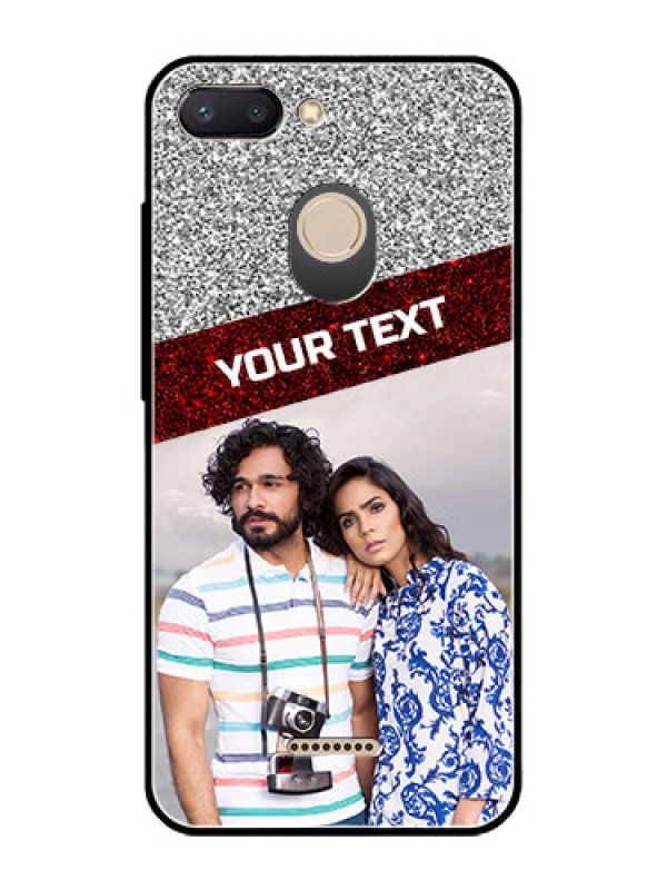 Custom Redmi 6 Personalized Glass Phone Case  - Image Holder with Glitter Strip Design