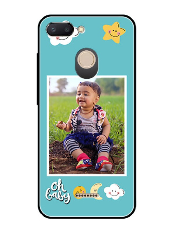 Custom Redmi 6 Personalized Glass Phone Case  - Smiley Kids Stars Design